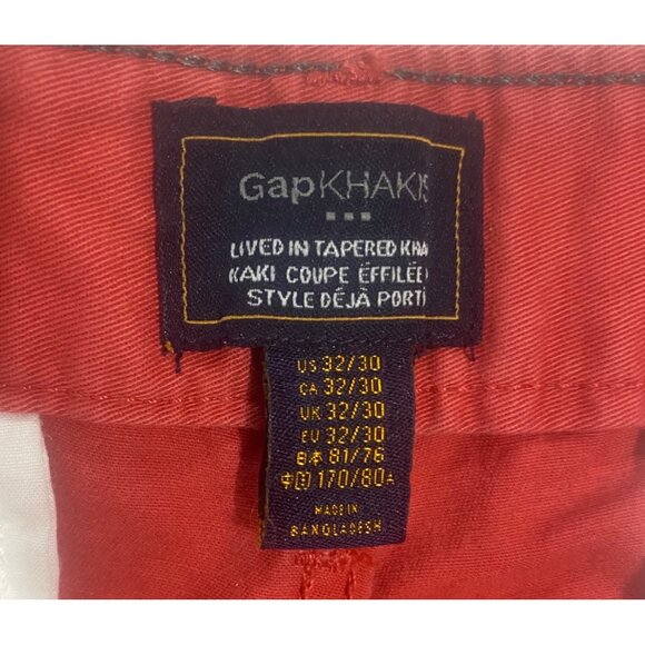NWT Gap Mens Lived In Tapered Khaki Pants 32x30 Red Relaxed Fit Comfortable Styl - Picture 2 of 14